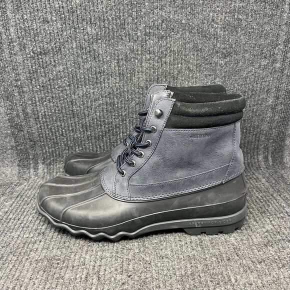 Sperry Avenue Duck Boots Black Navy Blue Leather Waterproof Mens 12 main image 6